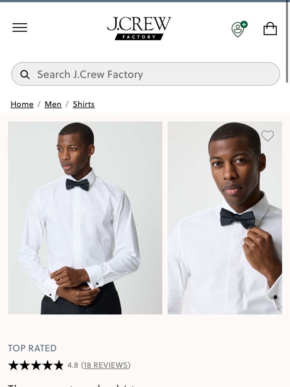 J. Crew White Tuxedo Dress Shirt with Black Studs